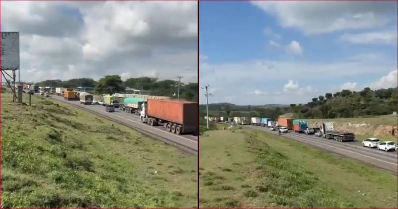 A view of the traffic snarlup between Kariandusi and Nakuru.